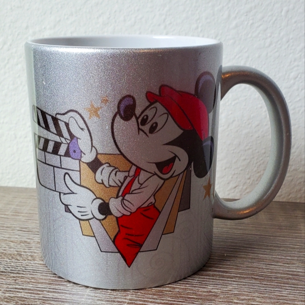 Disney Parks Hollywood Studios Silver Mug with Mickey Mouse Design